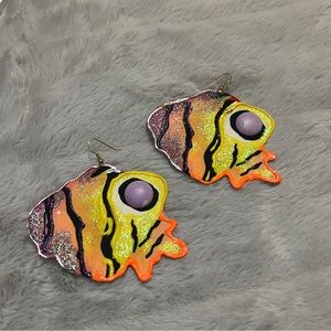 90’s Puff Paint Fish Dangle Earrings